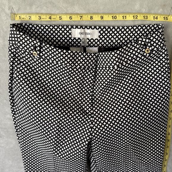 Women's Geometric Print Office Pants Stretch Black White Pockets Formal Size 6 - Picture 15 of 16
